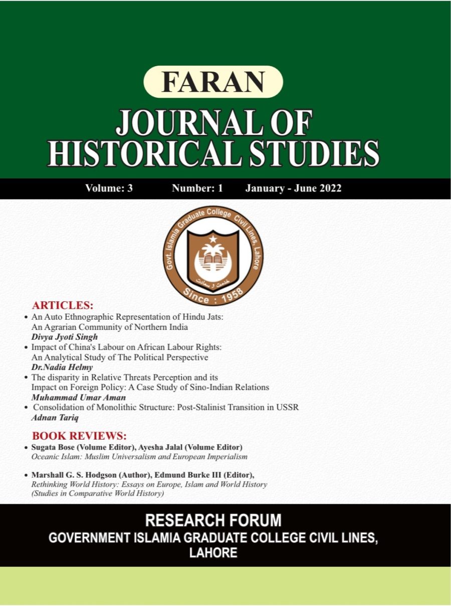FARAN JOURNAL OF HISTORICAL STUDIES Volume: 3 Number: 1 January-June 2022